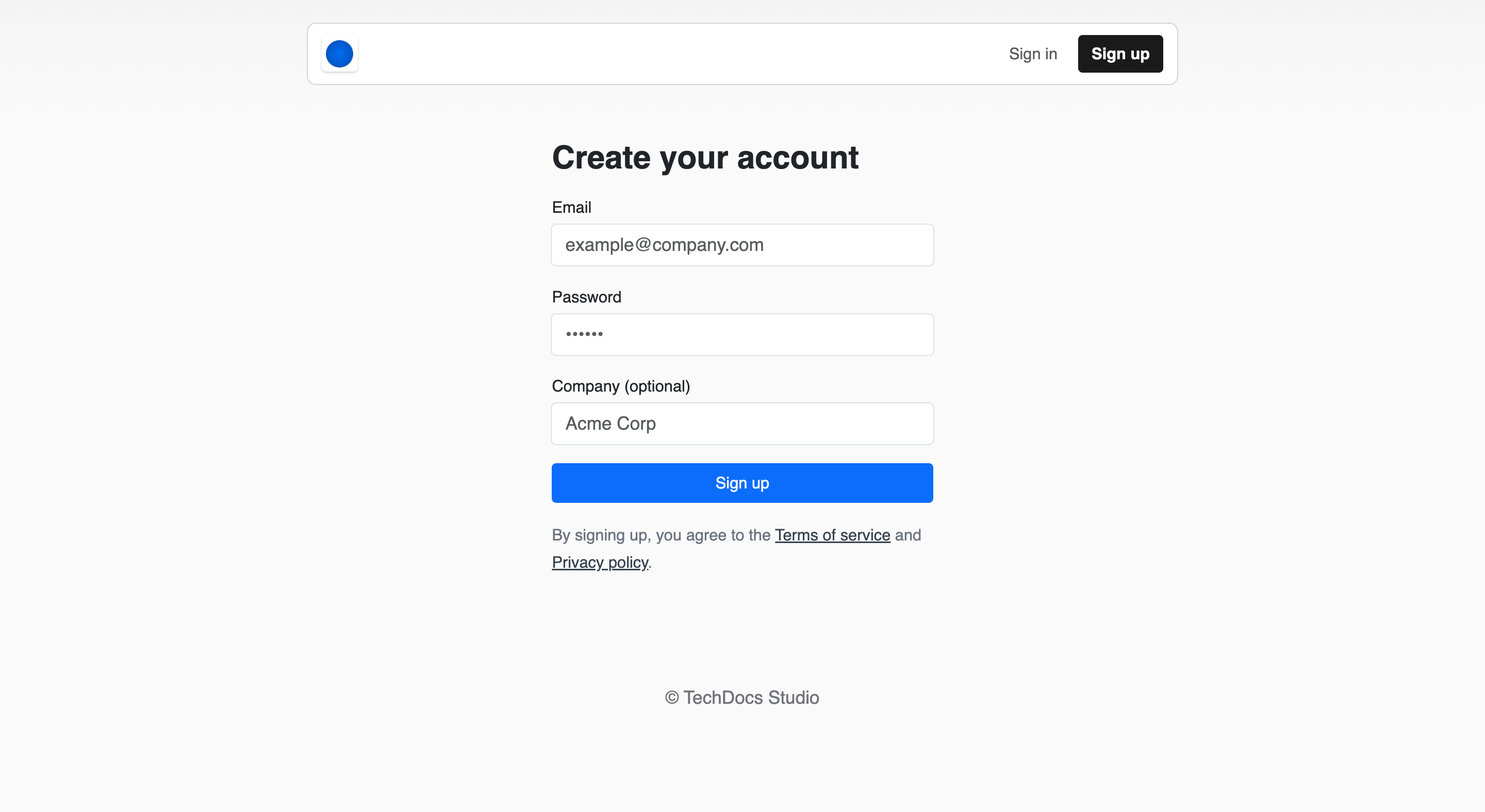 Create account