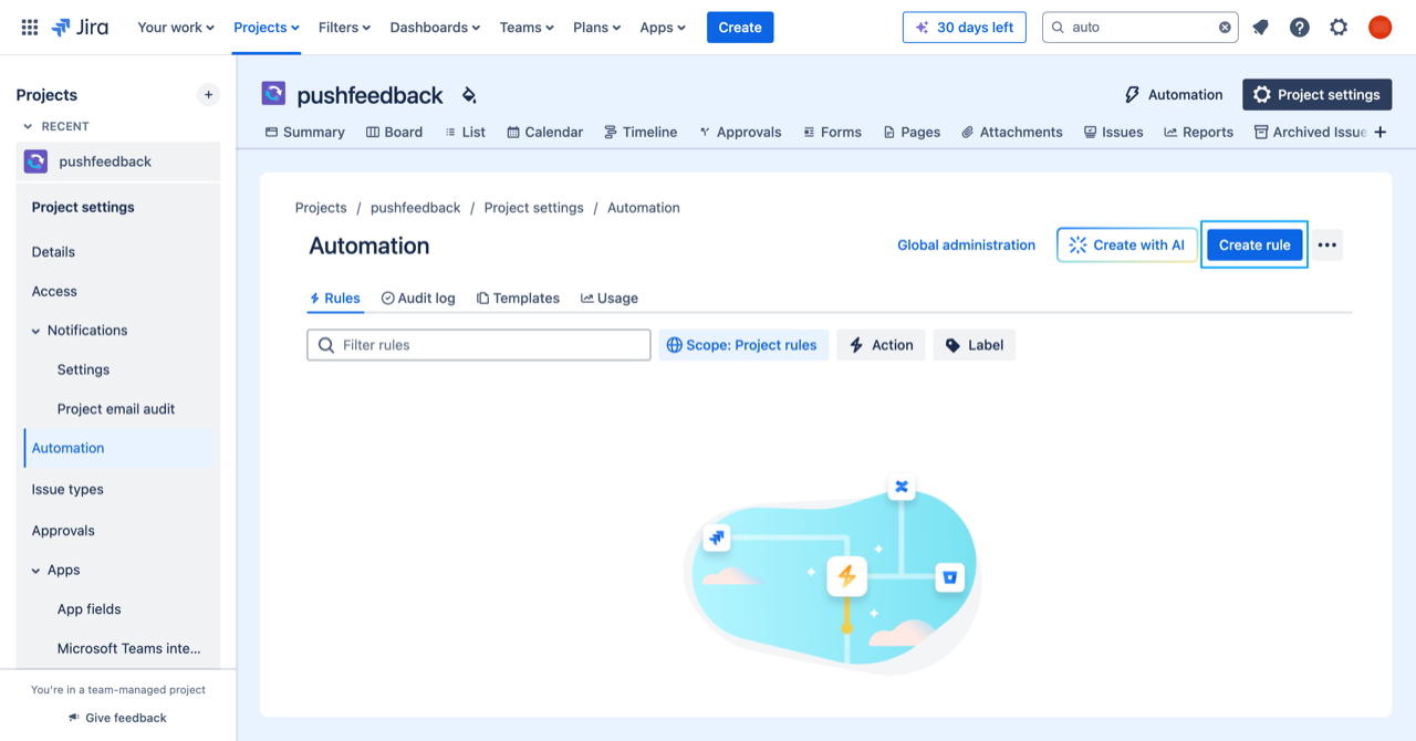 Create an automation rule in Jira