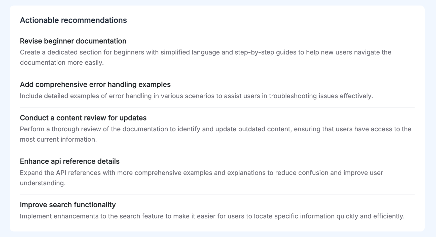 AI report actionable recommendations