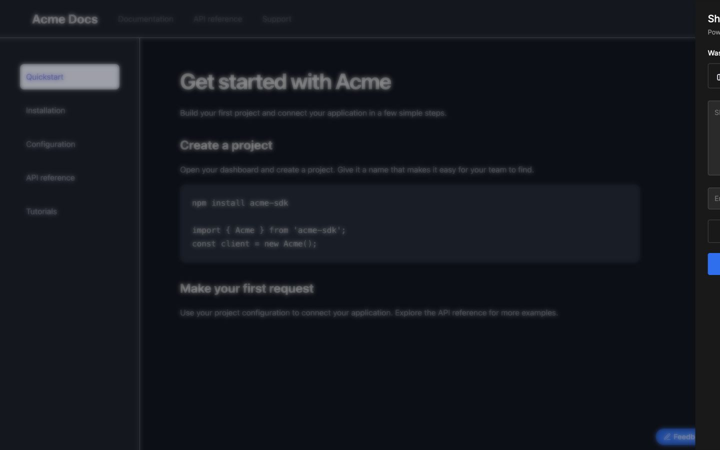 Feedback widget in dark mode