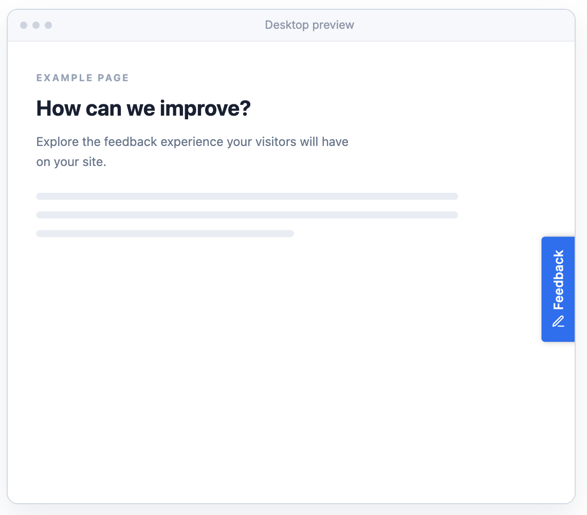 Example page with a floating Feedback button on the right edge