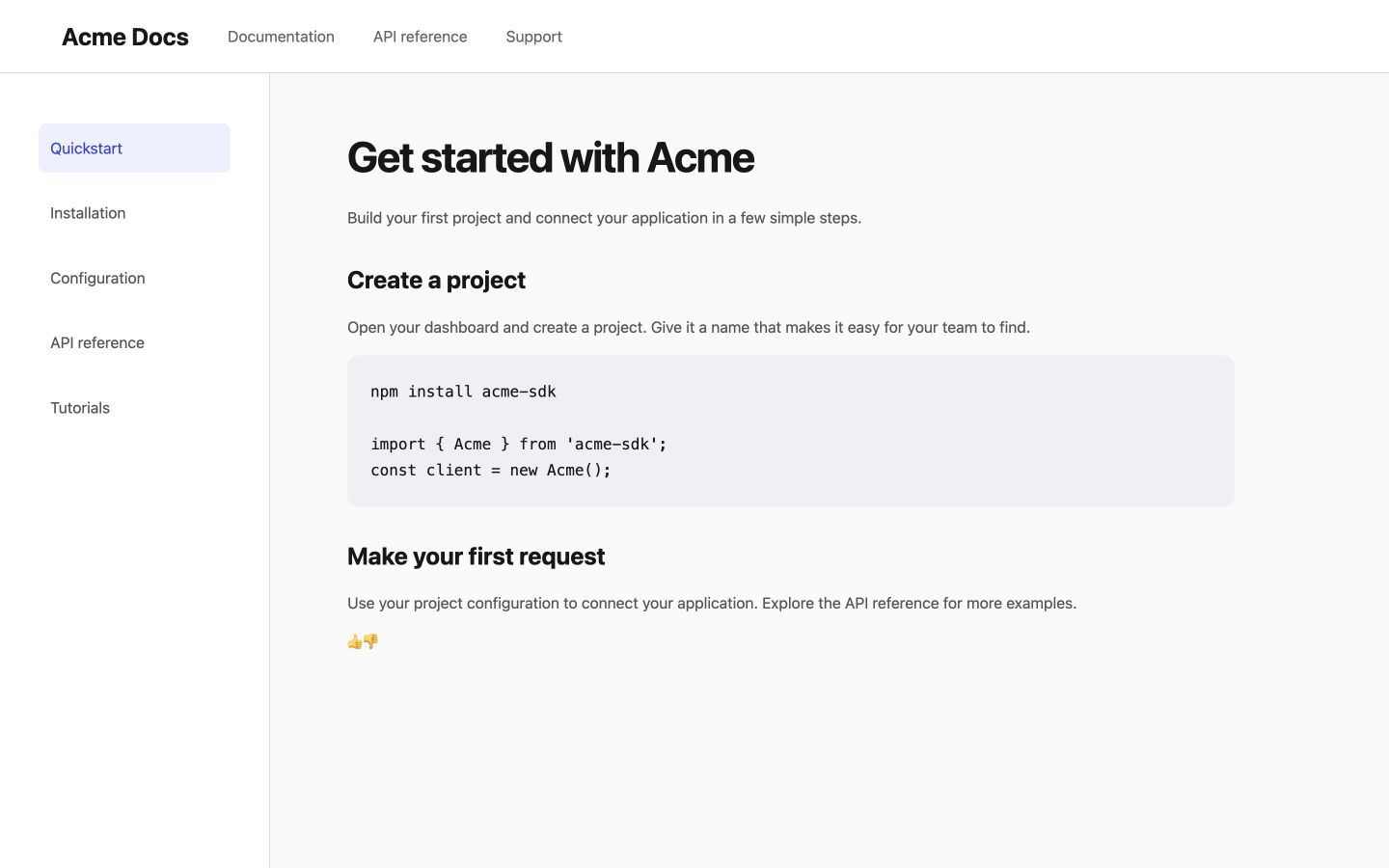Example page with inline like and dislike buttons