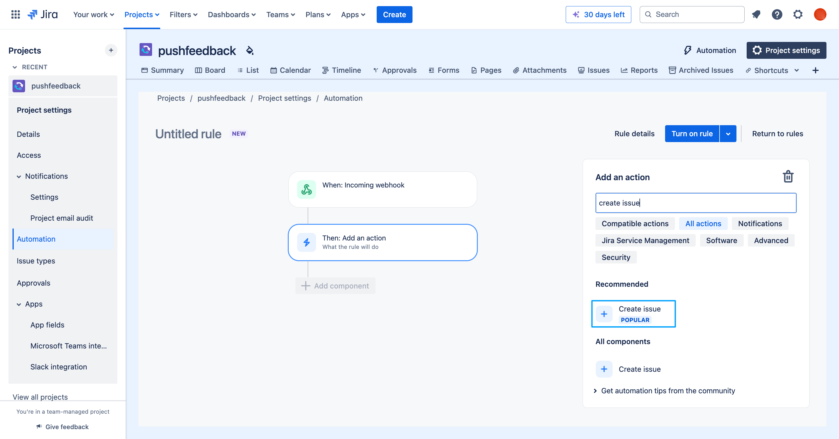 Create issue with Jira