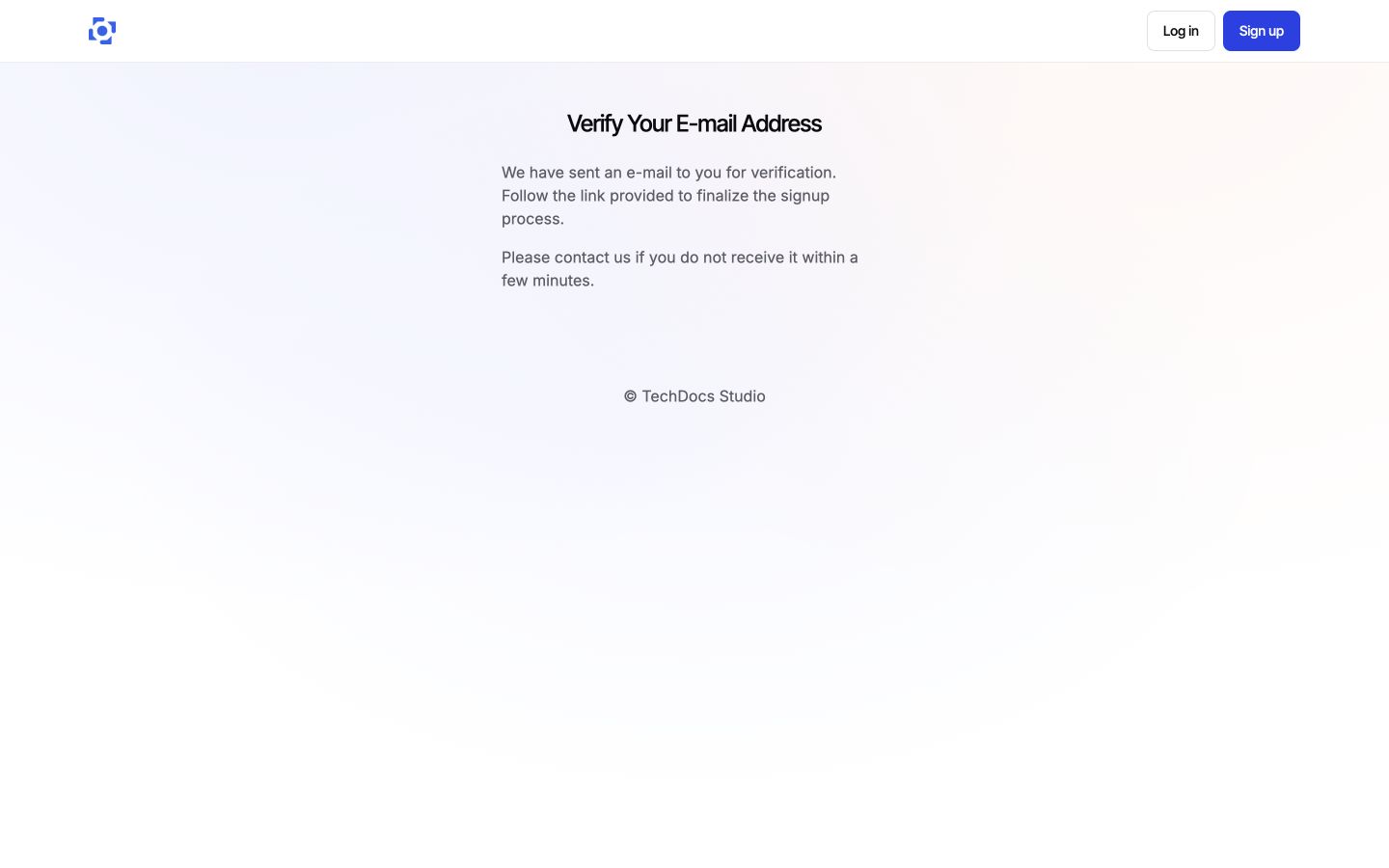 Email confirmation screen
